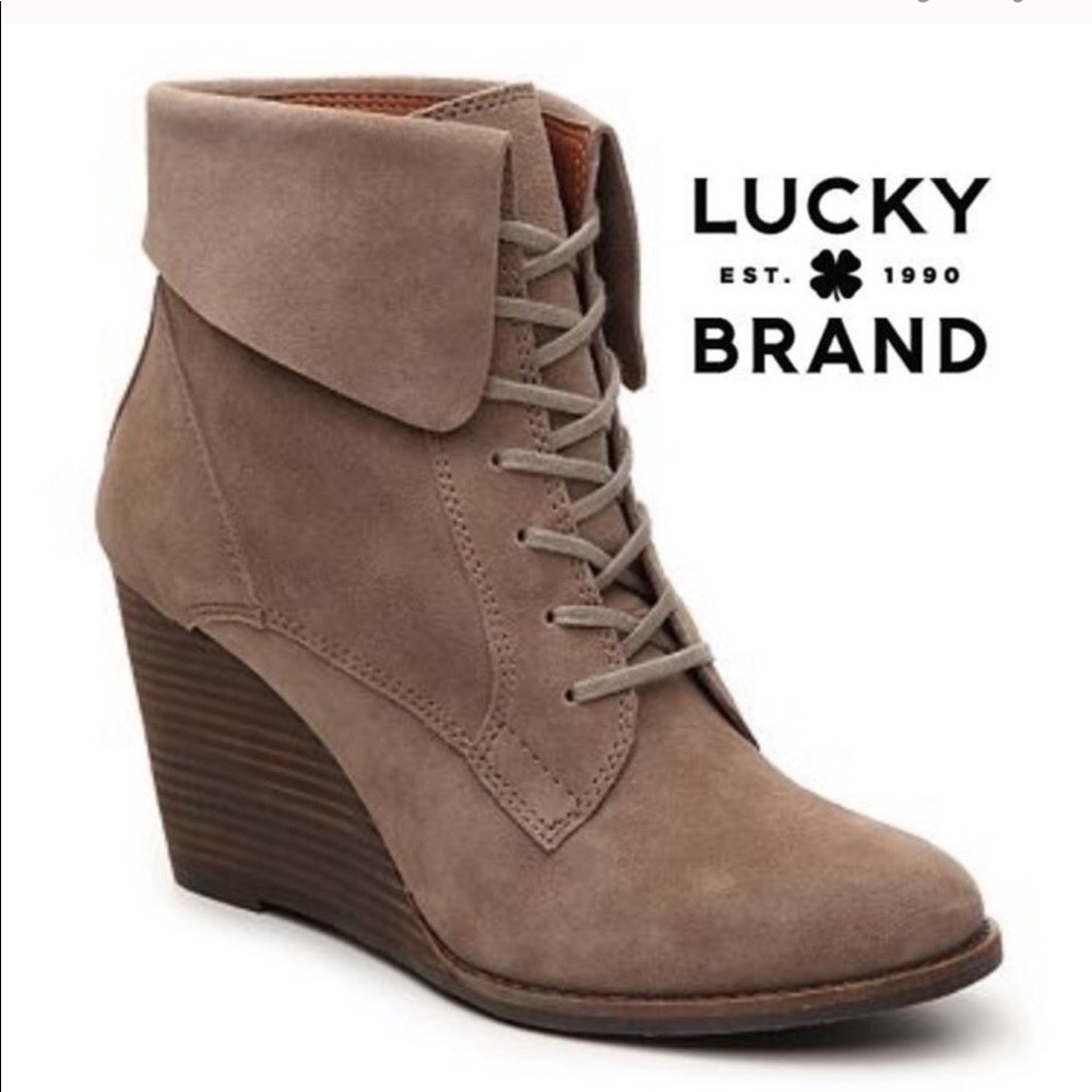 LUCKY BRAND 🍀 “Yuzu” Leather Wedge Boot NWOT 10M